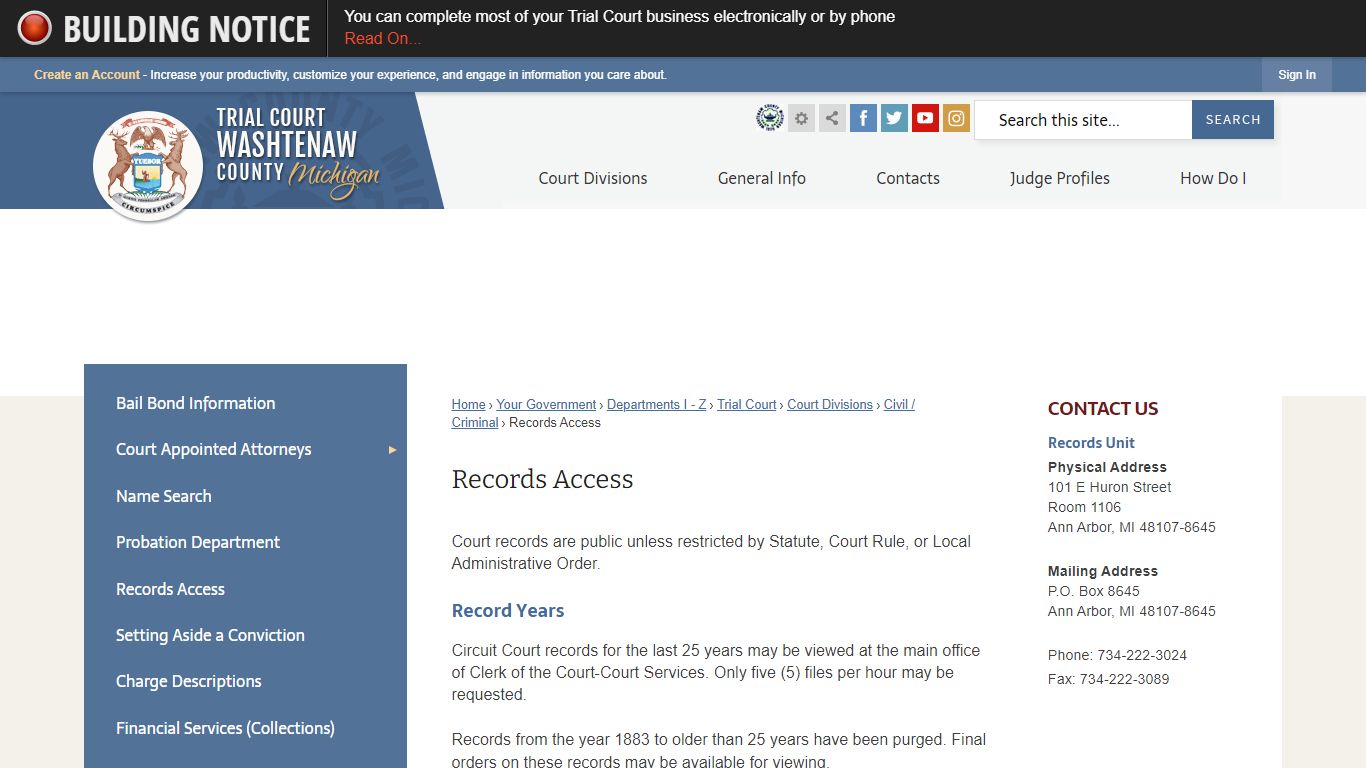 Records Access | Washtenaw County, MI