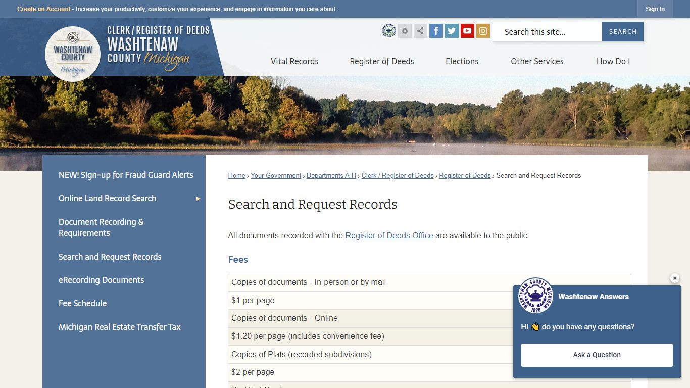 Search and Request Records | Washtenaw County, MI