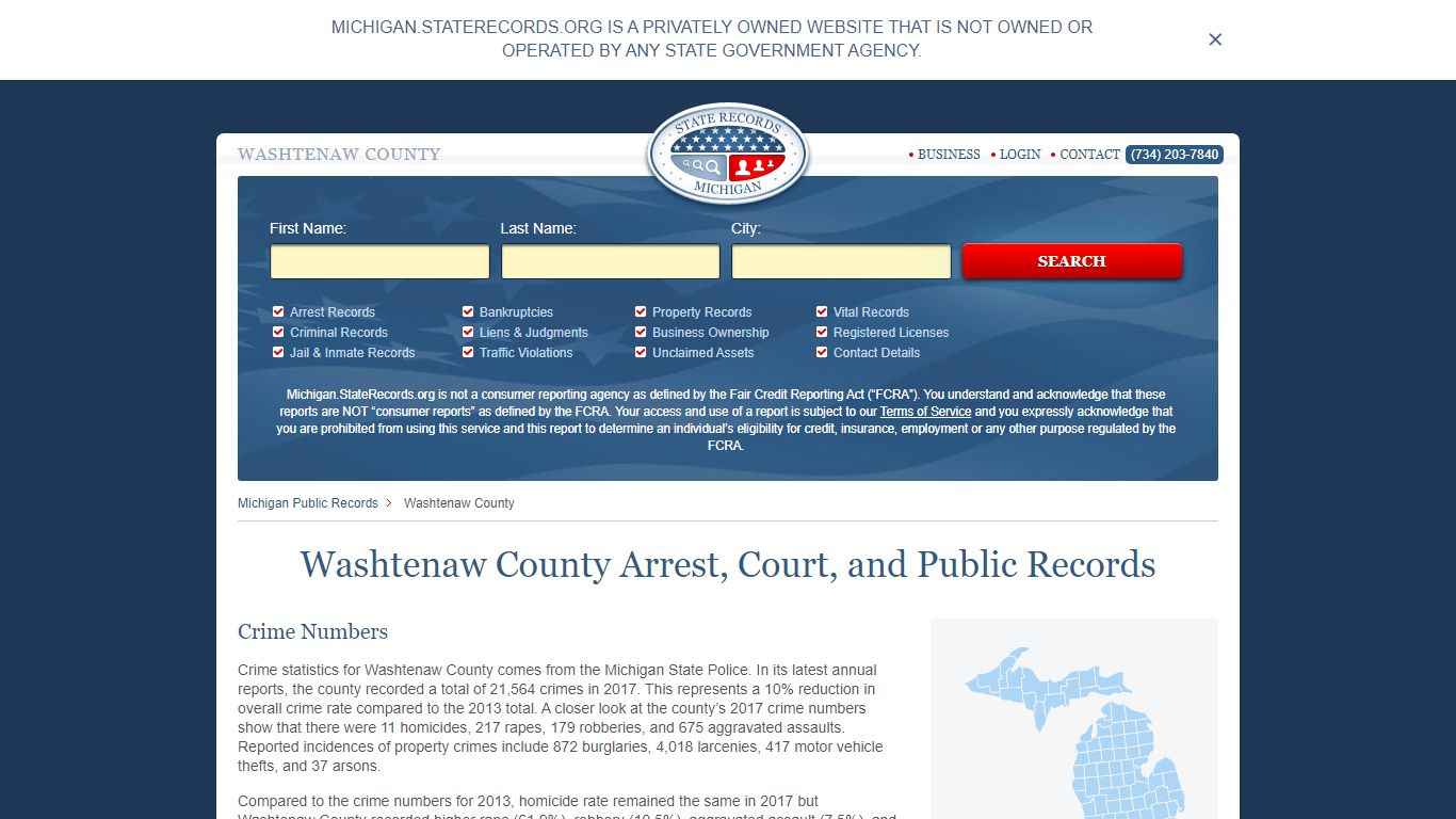 Washtenaw County Arrest, Court, and Public Records