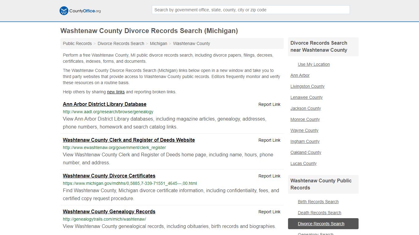 Divorce Records Search - Washtenaw County, MI (Divorce ...